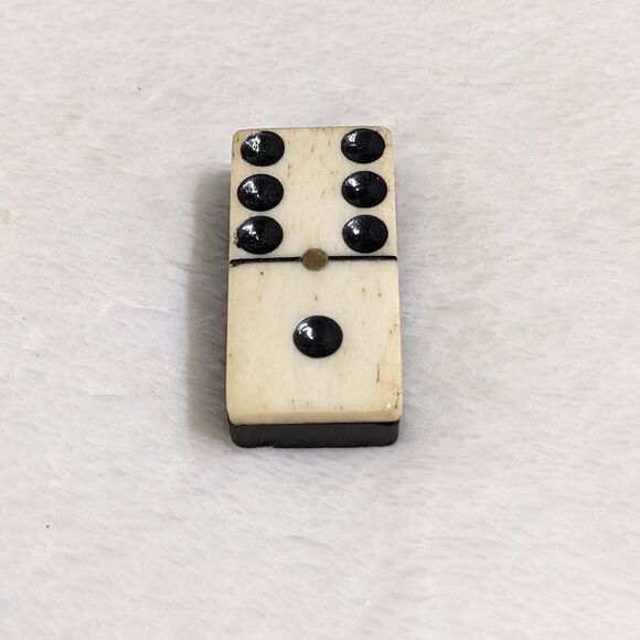 Antique Bone & Ebony w/ Brass Tac Domino Brooche - Picture 2 of 9